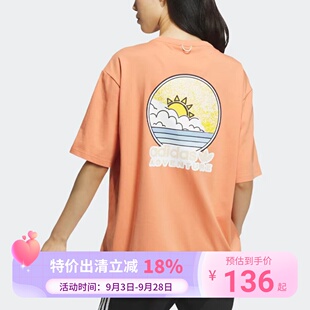 Adidas/阿迪达斯三叶草女子卡通图案印花短袖T恤衫 IK8614 IK8613