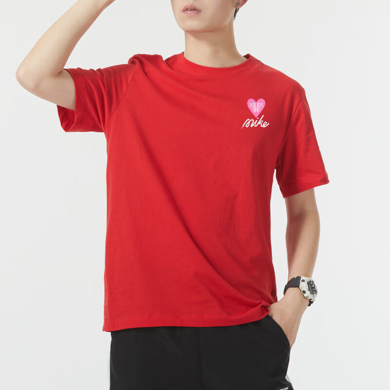 Nike耐克本命年红色T恤情侣装透气休闲宽松纯棉宽松透气运动短袖