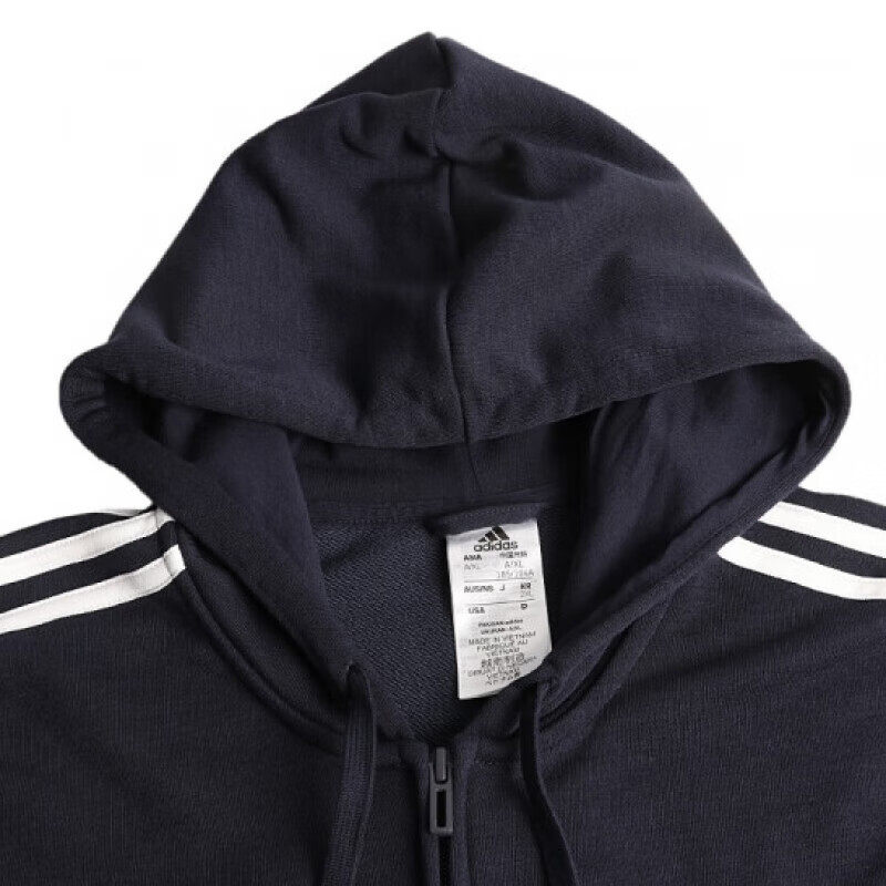 阿迪达斯外套男春季新款针织运动服蓝色连帽三条杠跑步夹克GK9033