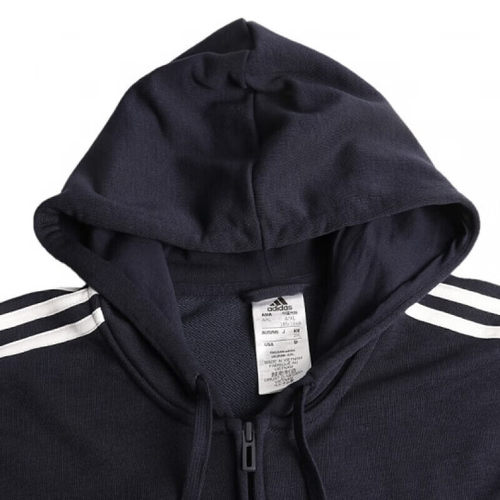 阿迪达斯外套男春季新款针织运动服蓝色连帽三条杠跑步夹克GK9033