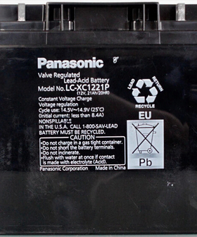 松下蓄电池LC-XC1221P 12V21AH 适用于UPS/EPS 太阳能 轮椅电动车