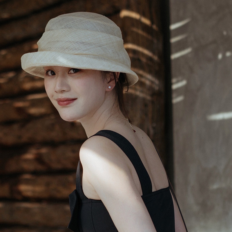 Lion~茶会返场 你没有见过的麻纱褶皱盆帽渔夫帽遮阳帽礼帽春夏女