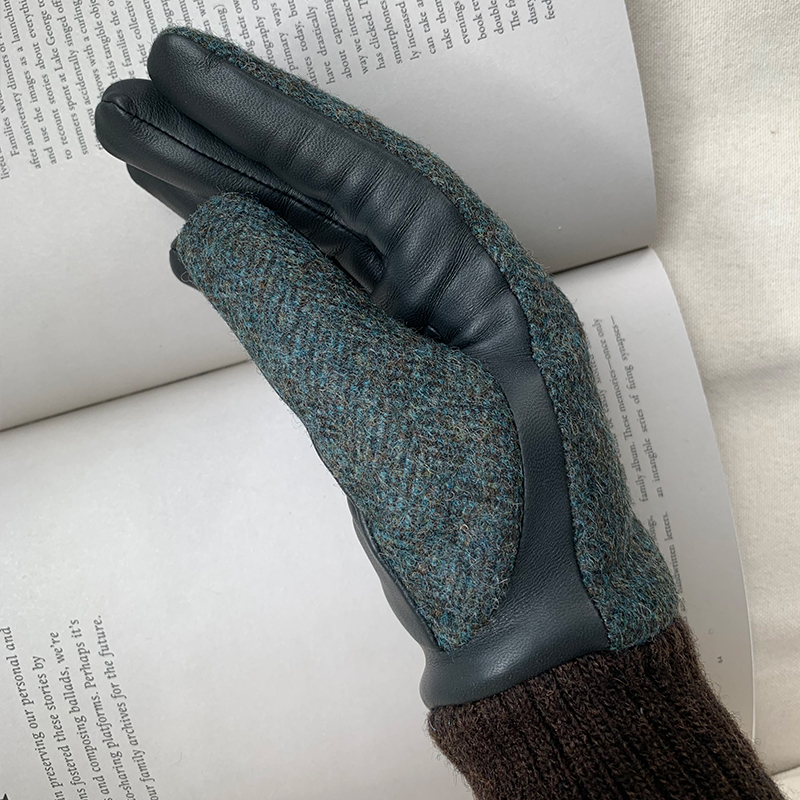 Lion~安娜 英国MOON纯羊毛粗花呢经典人字纹拼羊皮手套冬女可触屏,服饰配件/皮带/帽子/围巾,手套,淘宝优惠券,粉丝福利购,淘宝优惠卷