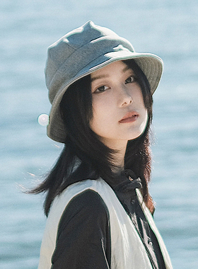 Lion～Dee 自留日产针织棉立体不规则渔夫帽盆帽秋冬纯黑色男女