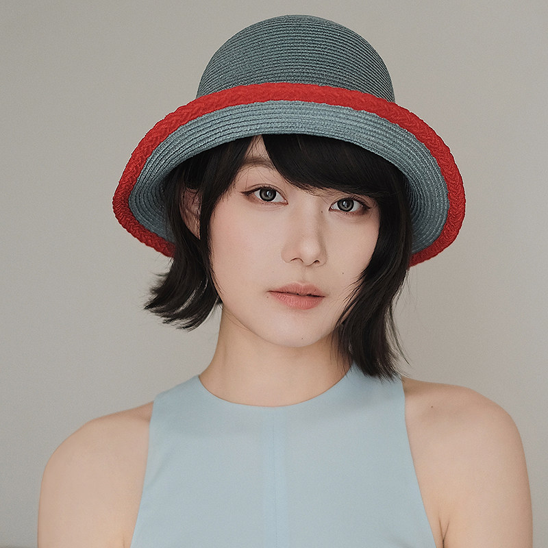 Lion~花香调 轻盈少女感度假马尼拉麻亚麻平顶宽檐草帽盆帽渔夫