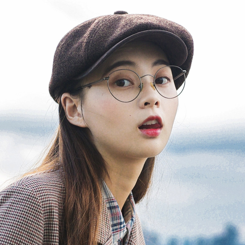 lion~自留复古真皮gatsbycap