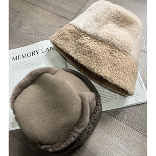 Lion～肌理感混拼日本同步羊羔毛帽盆帽俄罗斯帽无边帽秋冬toque