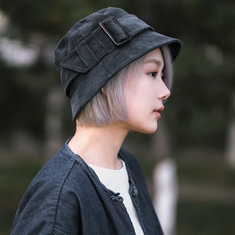 Lion～加拿大设计纯棉灯芯绒渔夫帽盆帽加绒带护脖保暖秋冬男女