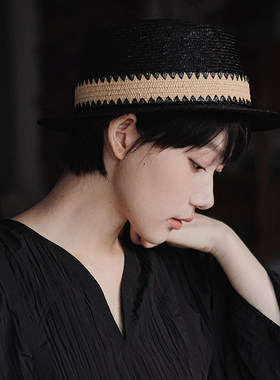 平顶草帽简约男女平檐