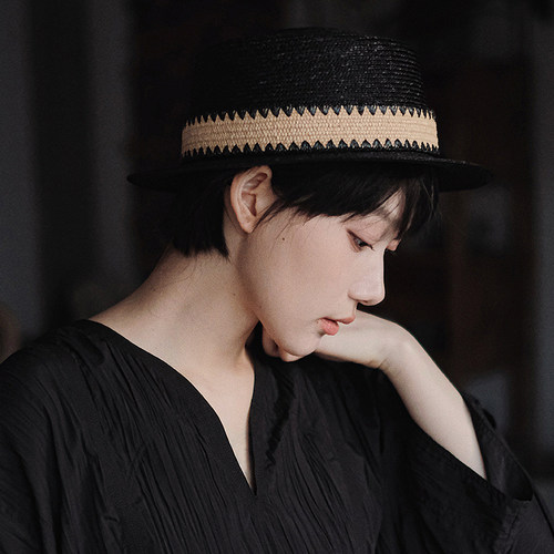 平顶草帽简约男女平檐