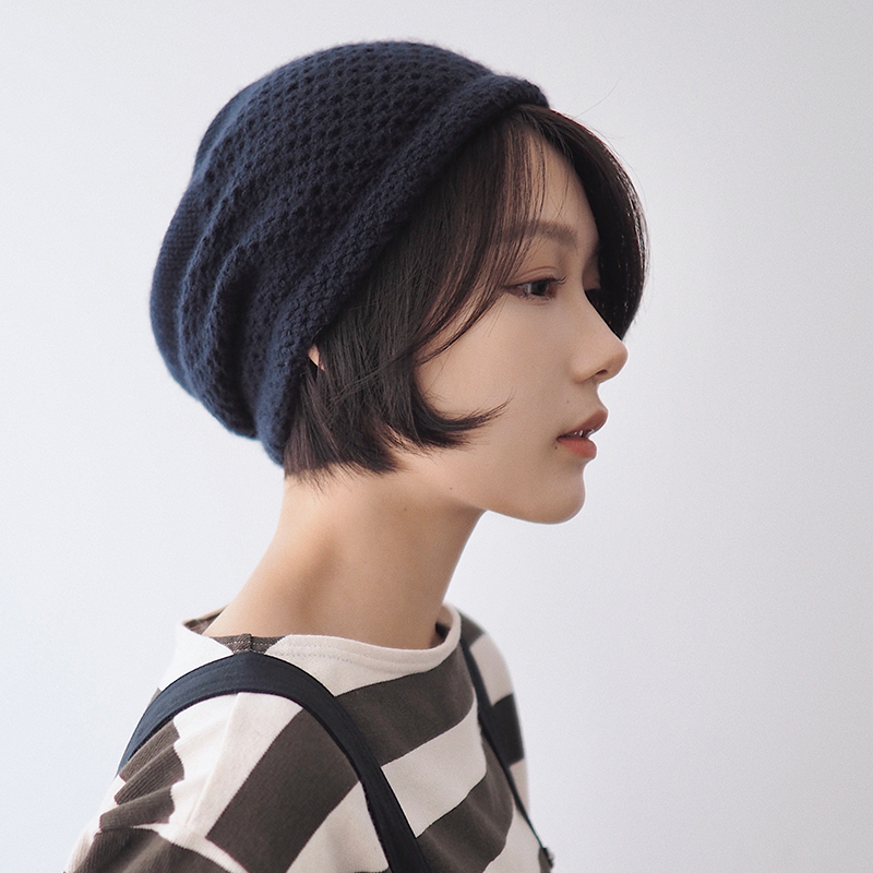 earl休闲风纯山羊绒镂空堆堆帽