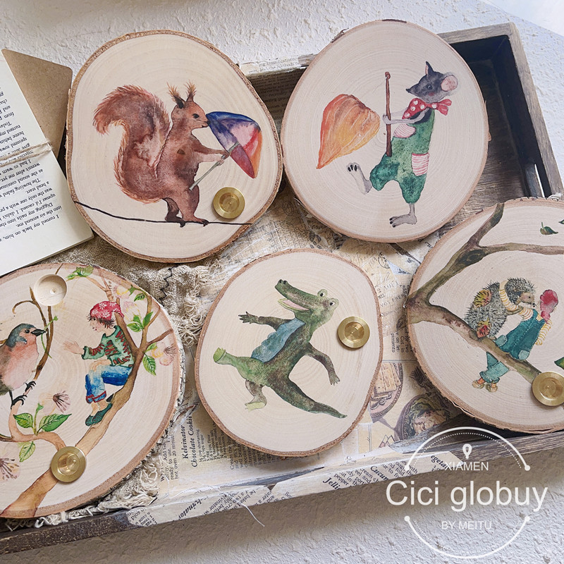 木制手绘烛台摆件装饰品