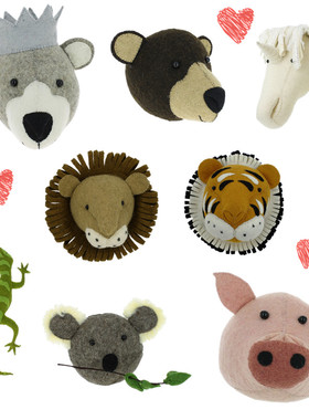 英国进口羊毛毡动物墙饰装饰墙挂儿童房装饰壁饰墙壁ins墙面装饰