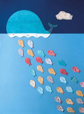 西班牙Londji进口桌游鲸鱼和小鱼儿益智拼图数字游戏想象力3岁+