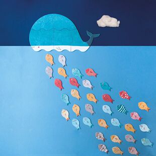 西班牙Londji进口桌游鲸鱼和小鱼儿益智拼图数字游戏想象力3岁+