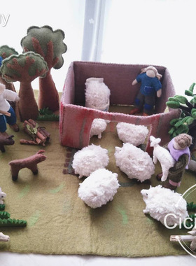 澳洲Papoosetoys华德福早教故事套装玩具手工毛毡场景搭建