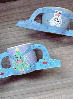 sofa手作景德镇个性创意手工陶瓷餐具手绘马克杯双耳碗餐具叉子