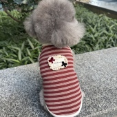 FairyDog私宠定制宠物猫狗衣服秋冬加绒弹力保暖条纹背心泰迪比熊