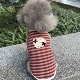 FairyDog私宠定制宠物猫狗衣服秋冬加绒弹力保暖条纹背心泰迪比熊