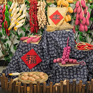 饰品摆件场景布置饭店田园 秋冬五谷仿真蔬菜水果挂件幼儿园秋收装