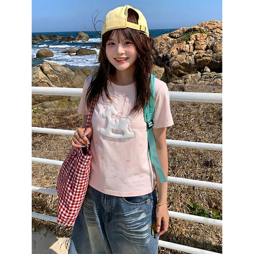 韩系刺绣波点短袖T恤女夏季上衣