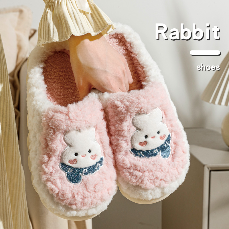 秋冬季可爱棉拖鞋情侣厚底防滑