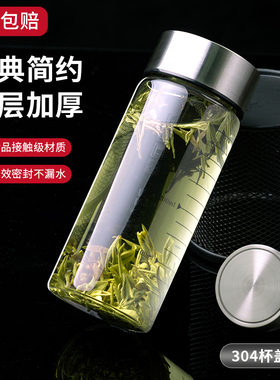 玻璃杯子家用喝水单层加厚泡茶杯男款带盖刻度耐高温2024新款水杯