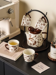 高颜值覆古风陶瓷杯子套装客厅耐高温水壶杯具套装招待客人喝水杯