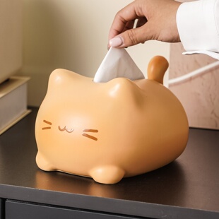 可爱精致面包猫咪纸巾盒家用陶瓷餐纸收纳盒客厅抽纸盒创意摆件