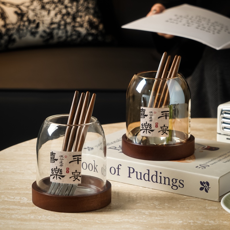 高级感家用精致玻璃水果叉收纳罐创意网红爆款不锈钢水果叉子套装