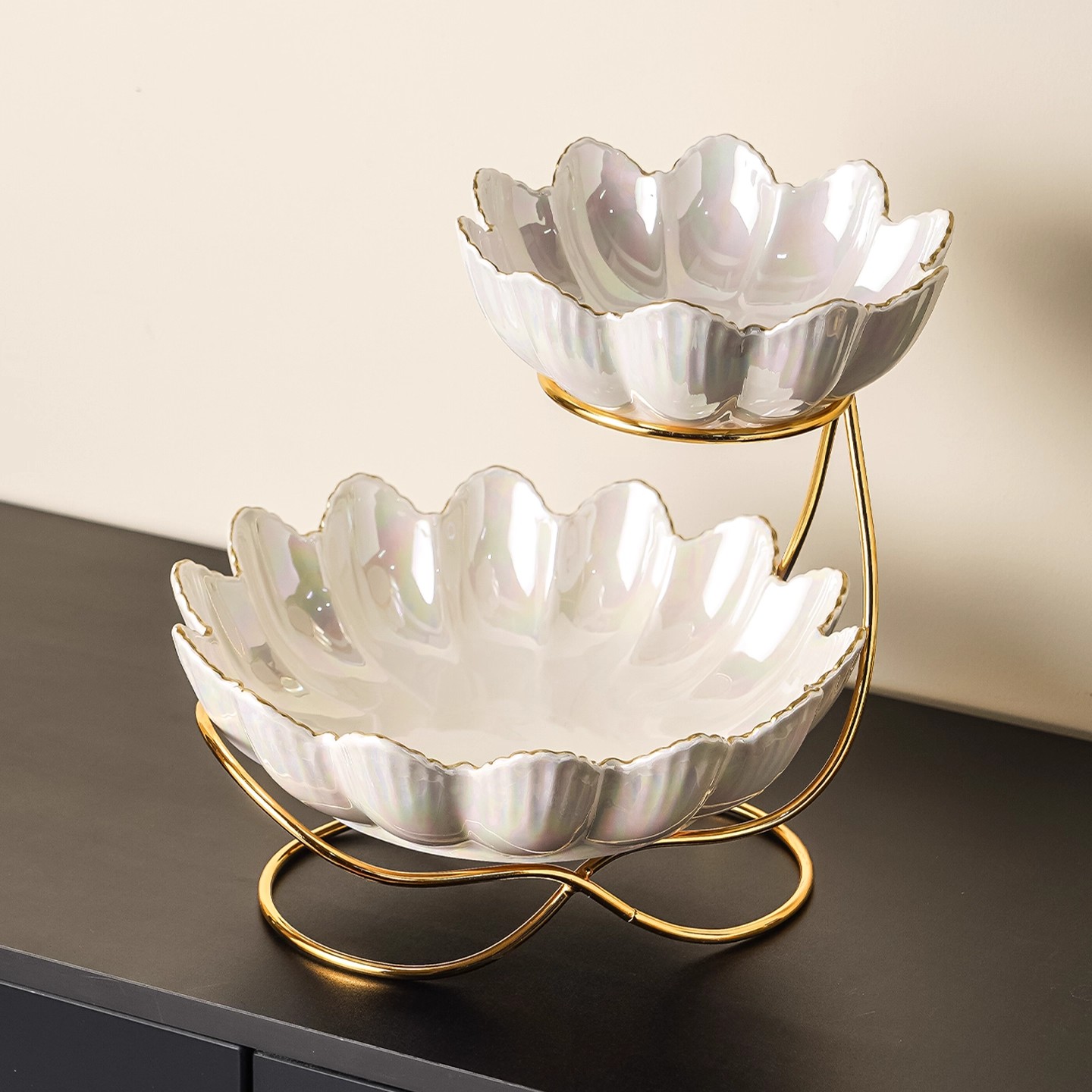 绝美双层果盘！轻奢风直接拿捏