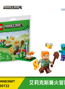 LEGO乐高积木我的世界30732艾莉克斯篝火冒险拼砌包人仔玩具礼物