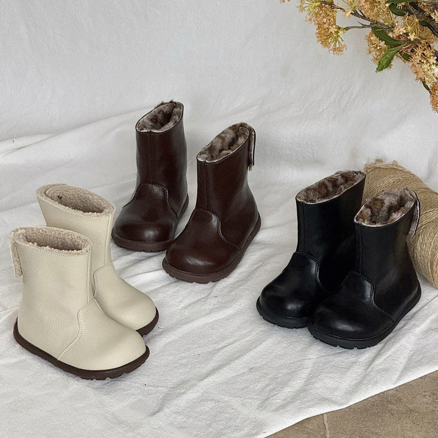 CBC 防水翻边中筒儿童雪地靴2025男女童冬鞋加绒加厚皮靴保暖棉靴,童鞋/婴儿鞋/亲子鞋,皮靴,淘宝优惠券,粉丝福利购,淘宝优惠卷