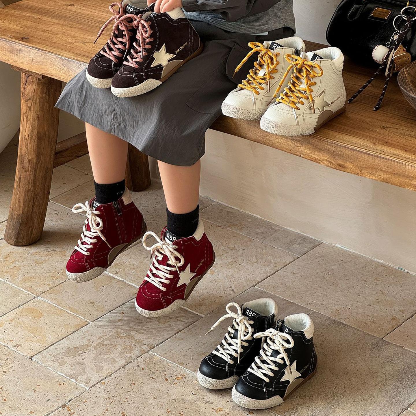 ASM高帮星星做旧脏脏儿童板鞋