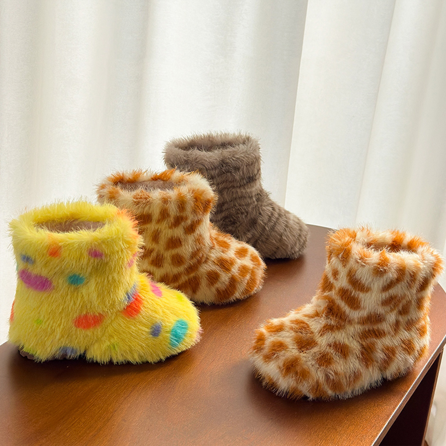 女童毛毛靴冬季加绒保暖棉靴