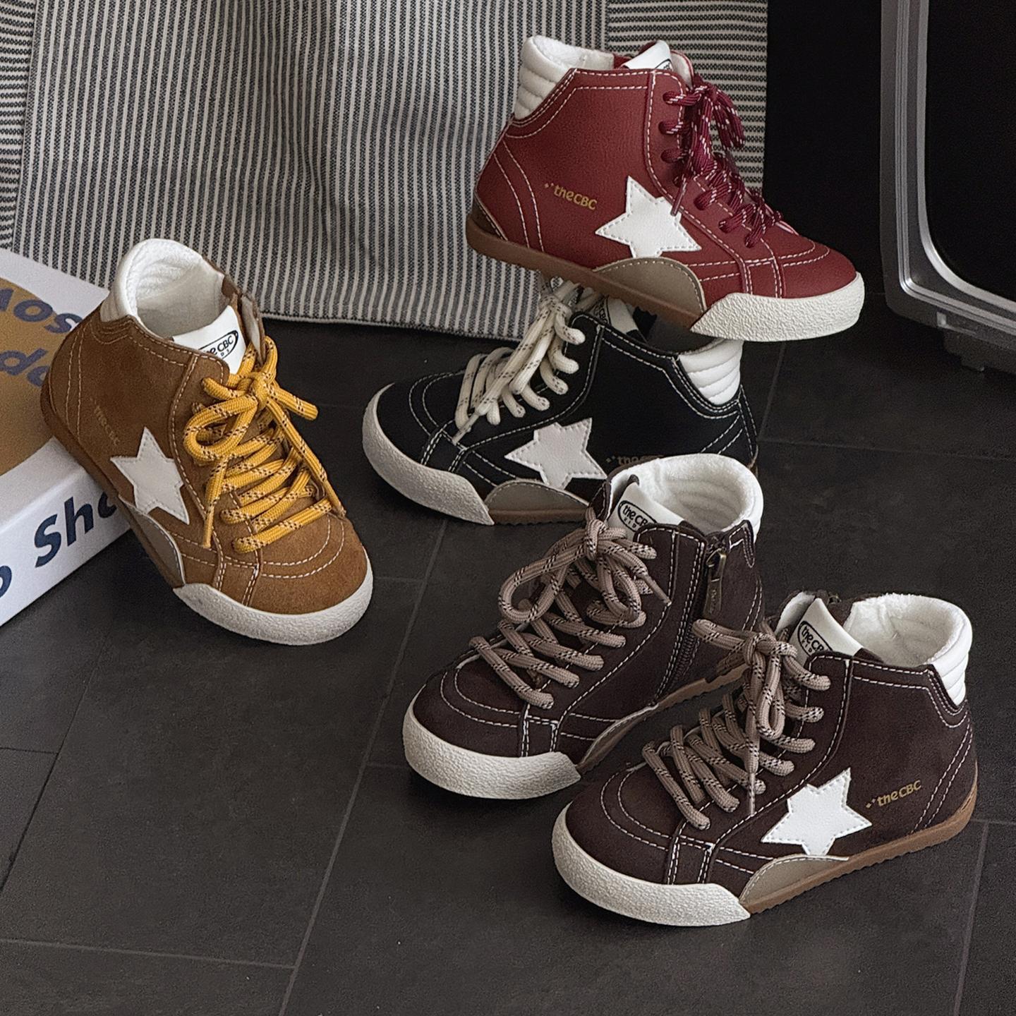 CBC儿童板鞋2025冬加绒保暖宝宝