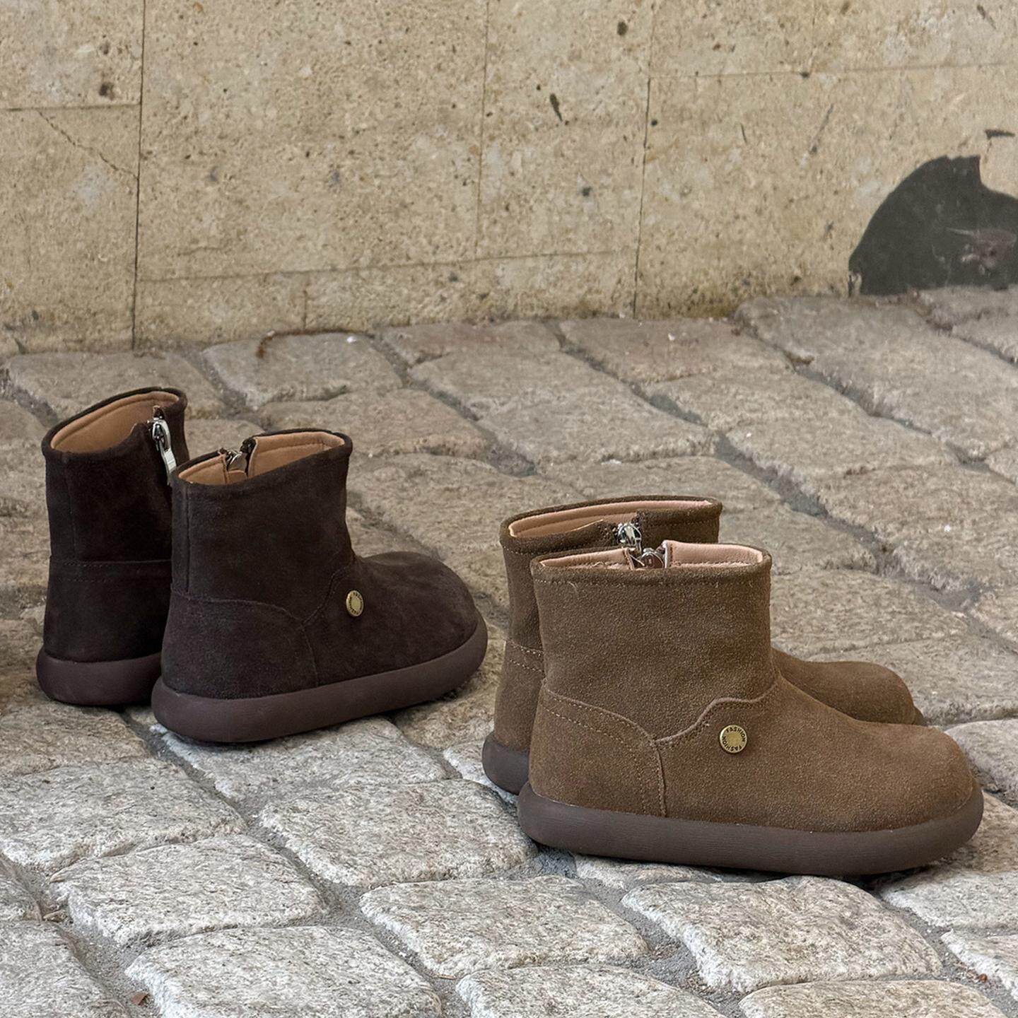 ASM韩版女童靴子冬加绒短靴