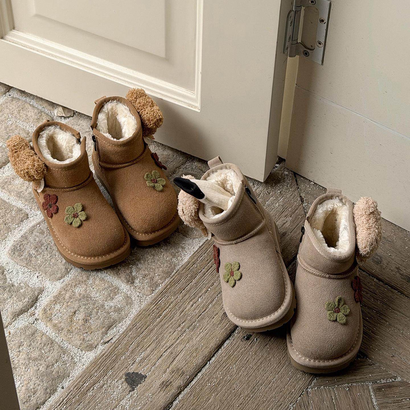 ASM 可爱真皮儿童保暖雪地靴女童大棉鞋冬季加绒加厚小童宝宝短靴,童鞋/婴儿鞋/亲子鞋,雪地靴,淘宝优惠券,粉丝福利购,淘宝优惠卷