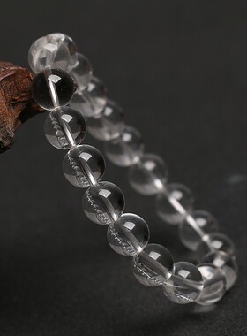 2026诚石7A天然白水晶手链 原矿无优化纯净体白水晶男款手串出口