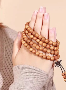 2026天然老桃木手串108颗女款护身符佛珠文玩念珠多圈手链男饰品