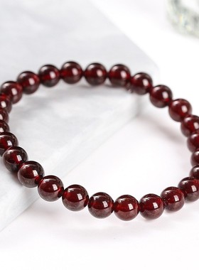 2026晶德珠宝 天然酒红石榴石手链简约女人石水晶手串首饰品礼物