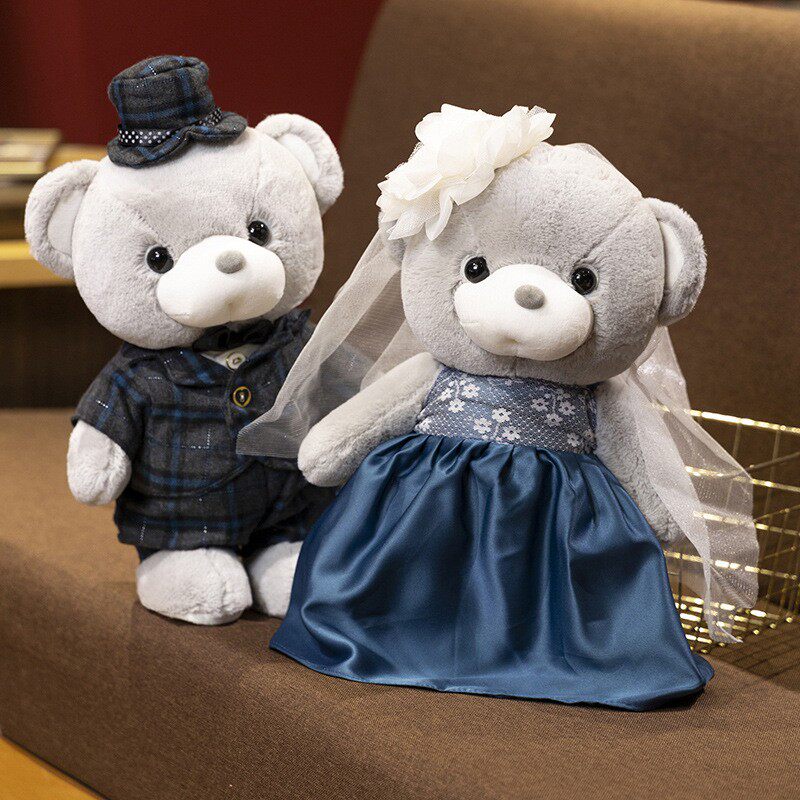 2026新款情侣泰迪婚纱熊毛绒玩具婚车熊公仔压床娃娃婚庆结婚礼物