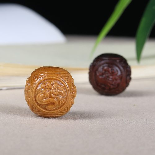 2026天然檀木雕刻四大神兽文玩佛珠手串配件圆珠饰品手链配珠散珠
