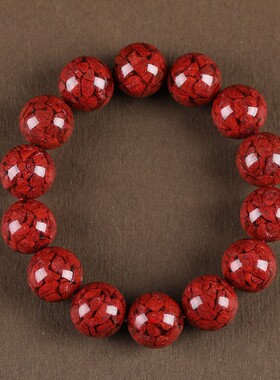 2026天然原矿晶体朱砂手链高含量单素圈紫金帝王红砂本命年手串手