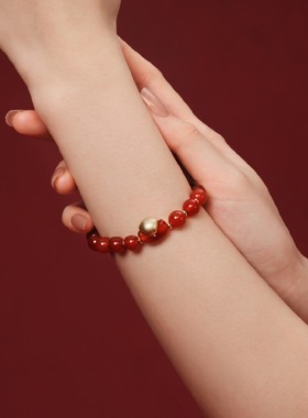 2026宝得一元宝蛇红玛瑙串珠手炼生肖年红手炼中国礼品轻奢小众珠