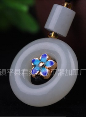 2026新疆金丝玉白玉玉兰花吊坠女款白玉花开富贵玉佩挂件玉石玉器