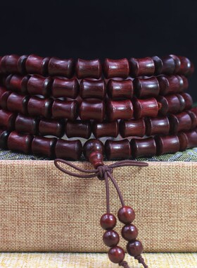 2026厂家 赞比亚血檀竹节手串 108颗佛珠手串竹节珠 佛珠