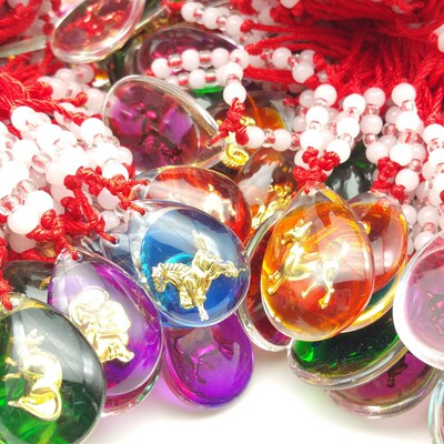 2026彩色晶美金观音佛吊坠男女项链水晶镶金红绳吊坠儿童礼物情侣