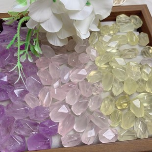 2026天然紫晶粉晶黄晶茶晶随形配件 晶体通透 颜色鲜艳 厂家直销