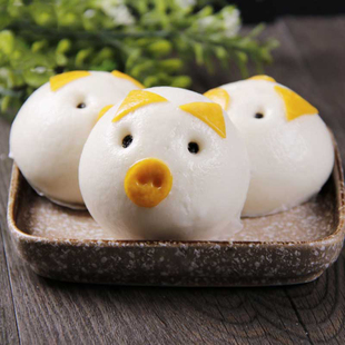 思念千味央厨卡通猪猪包奶黄馅360g12个猪仔包儿童早餐营养点心